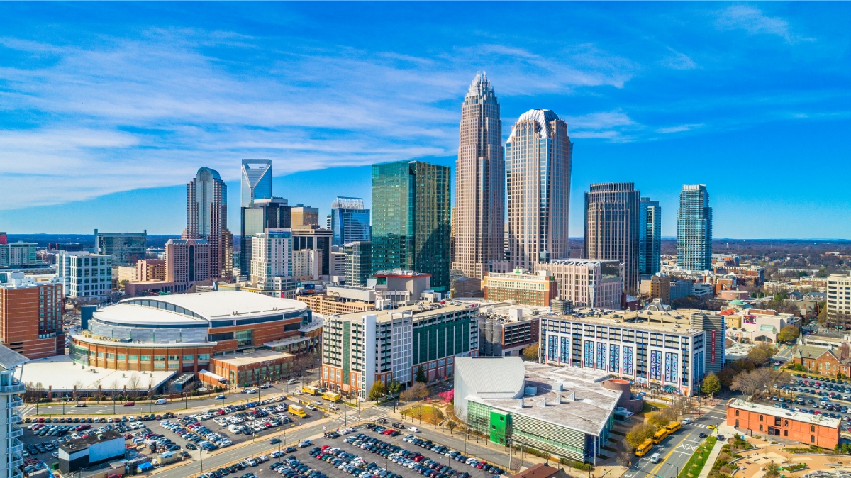 downtown aerial view of charlotte nc