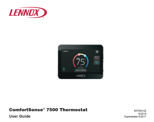 Lennox ComfortSense 7500 Thermostat User Guide cover photo