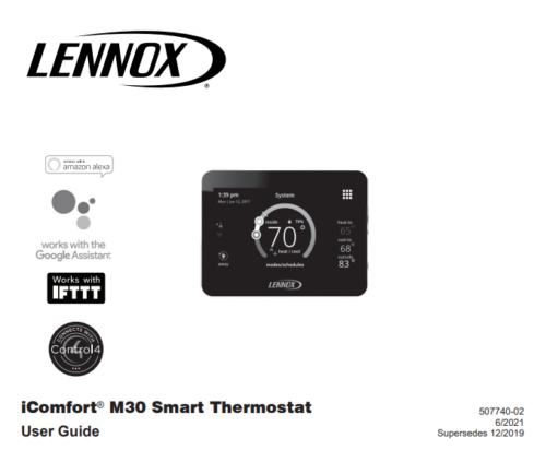 lennox m30 thermostat manual cover