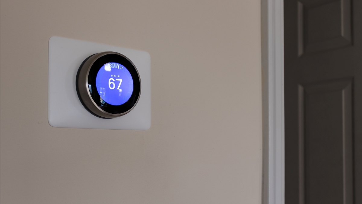 smart thermostat installed on wall