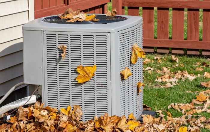 leaf debris on outdoor air conditioner unit