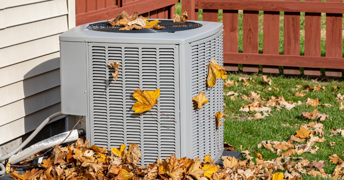 leaf debris on outdoor air conditioner unit